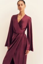 LA LUNE LONG SLEEVE WRAP MAXI DRESS - SHIRAZ - Image 7
