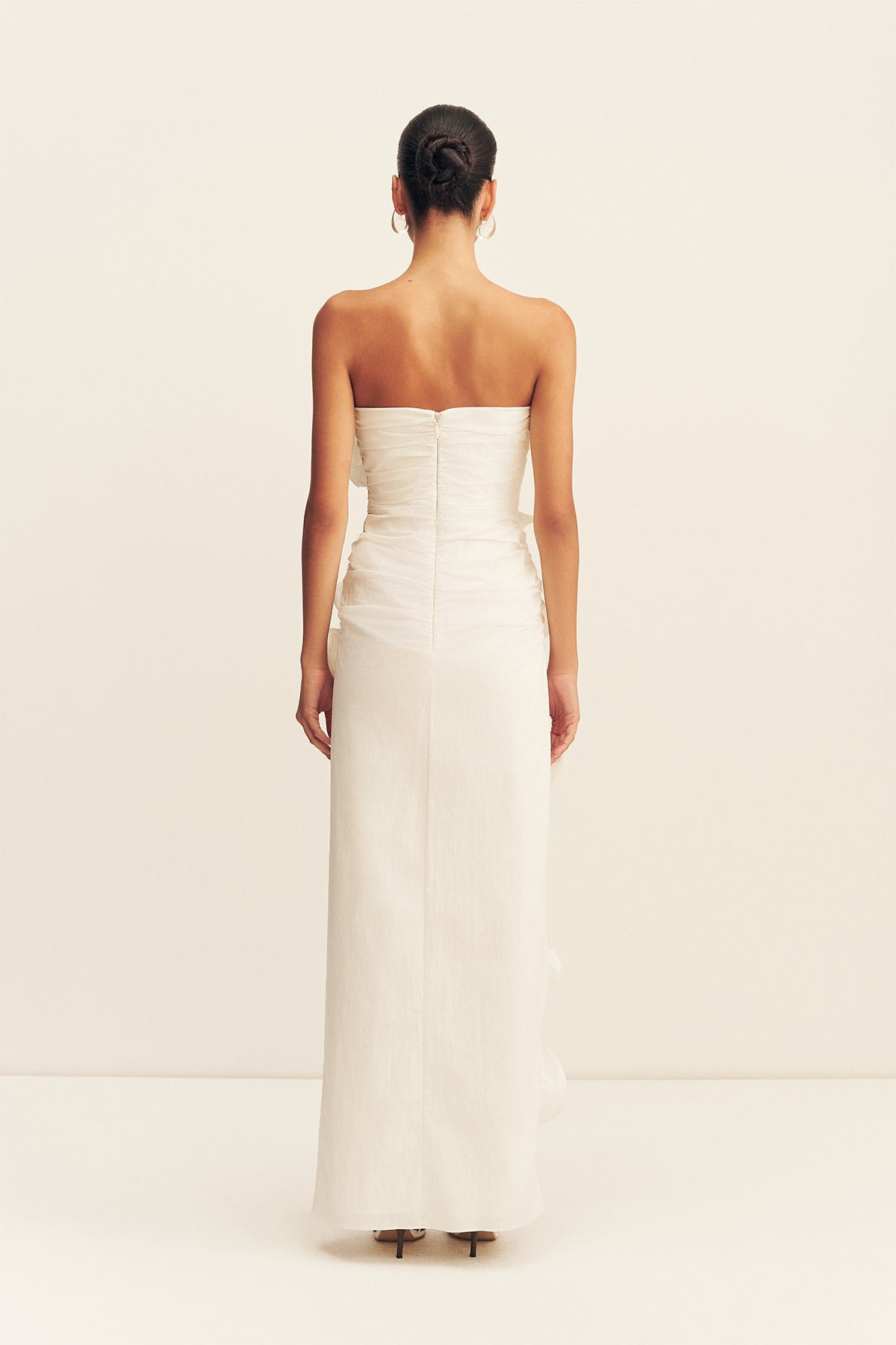 CAMPBELL RUFFLE SIDE SPLIT MAXI DRESS - IVORY - Image 6