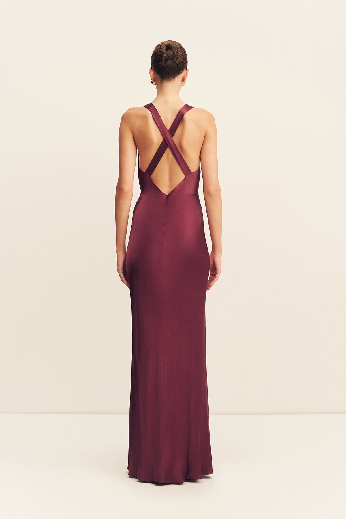 LA LUNE PLUNGED CROSS BACK MAXI DRESS - SHIRAZ - Image 5