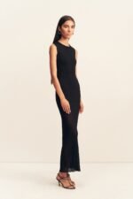 ROHE SHEER KNIT CAP SLEEVE MIDI DRESS - BLACK - Image 3