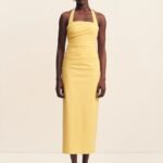 CAMPBELL DRAPED HALTER MAXI DRESS - SOLEIL
