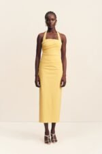 CAMPBELL DRAPED HALTER MAXI DRESS - SOLEIL