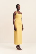 CAMPBELL DRAPED HALTER MAXI DRESS - SOLEIL - Image 3