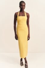 CAMPBELL DRAPED HALTER MAXI DRESS - SOLEIL - Image 6