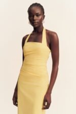 CAMPBELL DRAPED HALTER MAXI DRESS - SOLEIL - Image 2