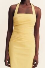 CAMPBELL DRAPED HALTER MAXI DRESS - SOLEIL - Image 7
