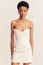 OAKLEY STRAPLESS DRAPED MINI DRESS - IVORY - Image 3