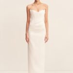 OAKLEY STRAPLESS DRAPED MAXI DRESS - IVORY