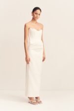 OAKLEY STRAPLESS DRAPED MAXI DRESS - IVORY - Image 3
