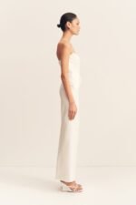 OAKLEY STRAPLESS DRAPED MAXI DRESS - IVORY - Image 4