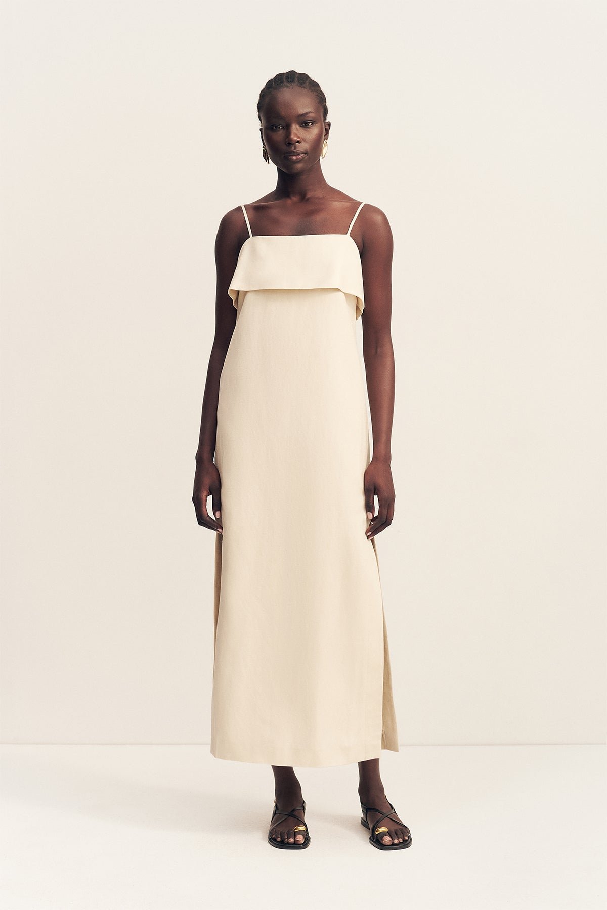 95_Billie_Square_Neck_Maxi_Dress_1261066_ECRU_2R BILLIE SQUARE NECK MIDI DRESS - ECRU - Image 1