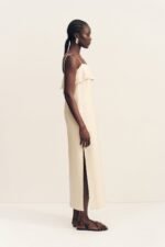 BILLIE SQUARE NECK MIDI DRESS - ECRU - Image 4