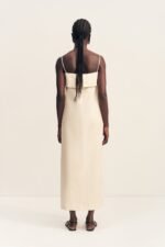 BILLIE SQUARE NECK MIDI DRESS - ECRU - Image 5