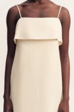 BILLIE SQUARE NECK MIDI DRESS - ECRU - Image 6