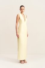 OTIS PLUNGED FITTED MAXI DRESS - YUZU - Image 3