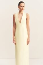 OTIS PLUNGED FITTED MAXI DRESS - YUZU - Image 2