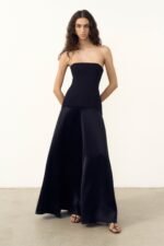 ADRI STRAPLESS PANELLED MAXI DRESS - BLACK - Image 6