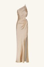 LA LUNE ASYMMETRICAL GATHERED MAXI DRESS - GOLD - Image 7