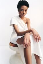 BEAU ASYMMETRICAL MIDI DRESS - IVORY - Image 6