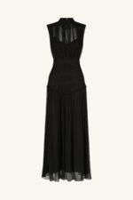 CLEMENCE HIGH NECK MIDI DRESS - BLACK - Image 8