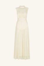CLEMENCE HIGH NECK MIDI DRESS - CREAM - Image 6