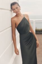 LA LUNE ASYMMETRICAL GATHERED MAXI DRESS - FOREST - Image 6