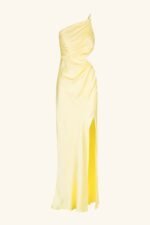 LA LUNE ASYMMETRICAL GATHERED MAXI DRESS - LEMON - Image 8