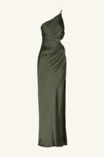 LA LUNE ASYMMETRICAL GATHERED MAXI DRESS - FOREST - Image 8