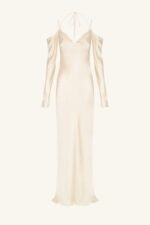 LA LUNE OFF SHOULDER TIE MAXI DRESS - CREAM - Image 10