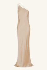 LA LUNE ONE SHOULDER COWL BACK MAXI DRESS - GOLD - Image 7