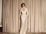 LA LUNE PLUNGED LONG SLEEVE MAXI DRESS - CREAM - Image 3