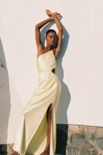 LA LUNE ASYMMETRICAL GATHERED MAXI DRESS - LEMON - Image 6