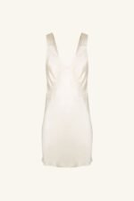 LA LUNE PLUNGED SLIP DRESS - CREAM - Image 8
