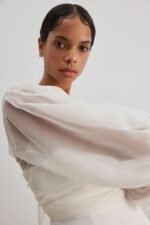 LA LUNE LIA SILK ORGANZA WRAP BLOUSE - IVORY - Image 10