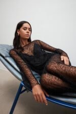MONA BEADED COWL BACK MAXI DRESS - BLACK - Image 8