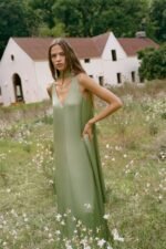 LA LUNE SCARF PANELLED MAXI DRESS - FERN - Image 8