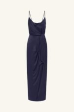 LUMIERE TIE FRONT MIDI DRESS - NIGHT SKY - Image 8