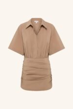 CAMPBELL SHIRT FITTED MINI DRESS - CLAY - Image 7