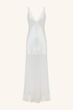 MORAYA PLUNGED MAXI DRESS - IVORY - Image 8