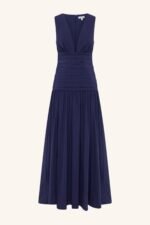 CAMPBELL PLUNGED GATHERED MAXI DRESS - MIDNIGHT - Image 9