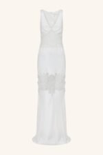 STRATUS PLUNGED LACE PANELLED MAXI DRESS - IVORY - Image 6