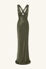 LA LUNE PLUNGED CROSS BACK MAXI DRESS - FOREST - Image 7