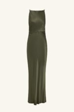 LA LUNE HIGH NECK RUCHED MAXI DRESS - FOREST - Image 7