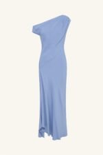 RIO ASYMMETRICAL DRAPED MIDI DRESS - CORNFLOWER BLUE - Image 8