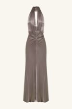 LA LUNE HALTER NECK MAXI DRESS - GRAPHITE - Image 7
