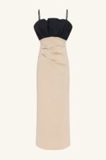 CAMPBELL BUBBLE BODICE MIDI DRESS - OAT MILK - Image 7
