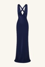 LA LUNE PLUNGED CROSS BACK MAXI DRESS - MIDNIGHT - Image 7