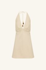 KASBAH HALTER NECK MINI DRESS - OYSTER - Image 7