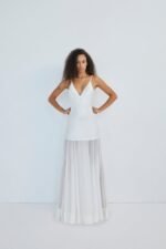 MORAYA PLUNGED MAXI DRESS - IVORY - Image 6