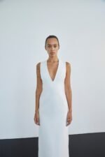 OTIS PLUNGED FITTED MAXI DRESS - IVORY - Image 6
